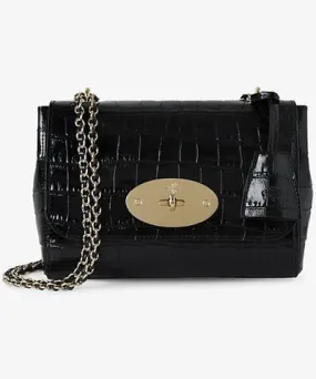 Mulberry Womens Black Lily croc-embossed leather shoulder bag