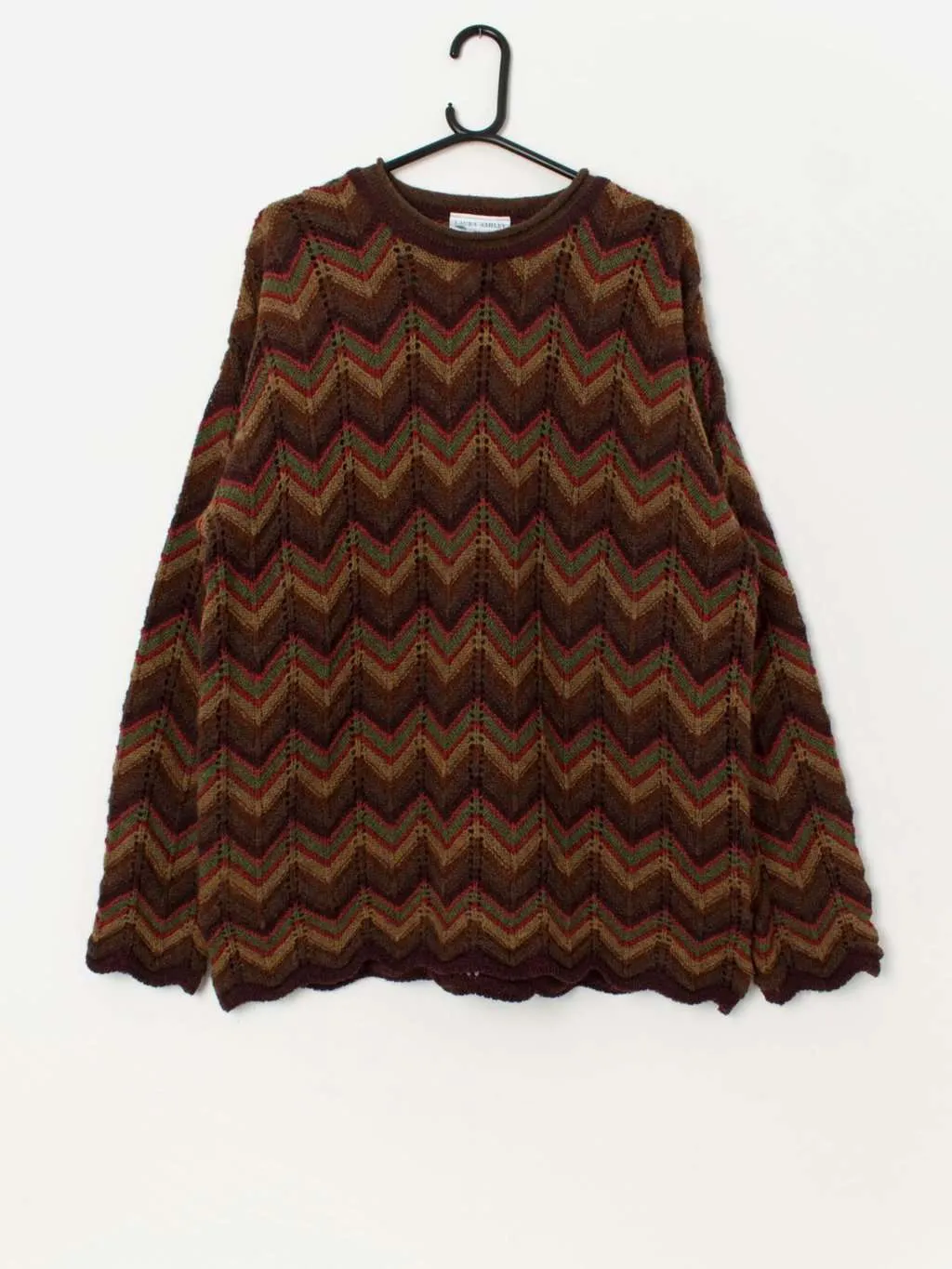 Rare 90s vintage Laura Ashley oversize sweater in autumn brown – Medium / Large