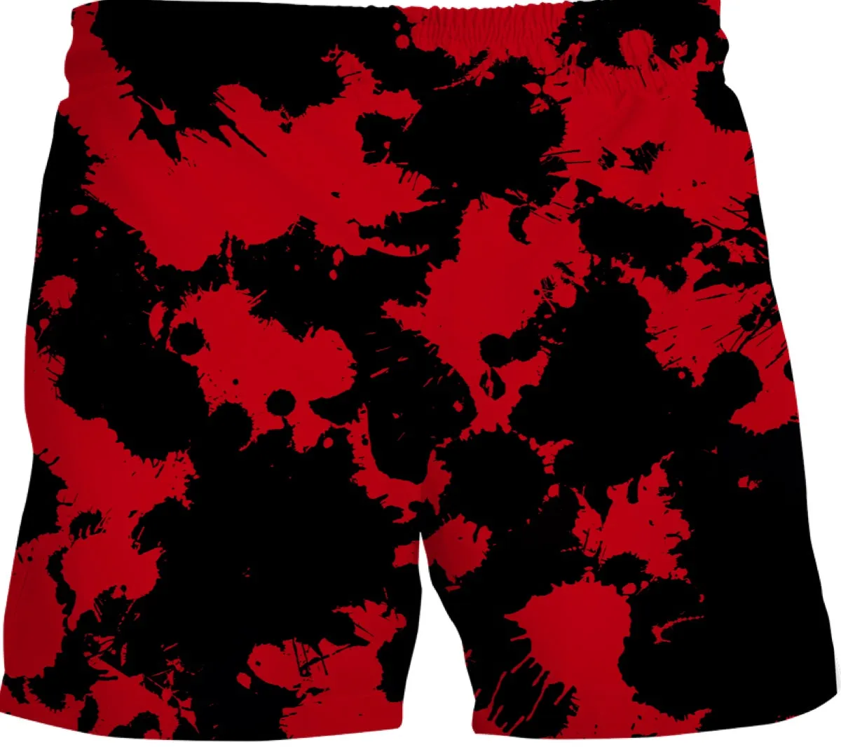 Red and Black Paint Splatter Swim Shorts