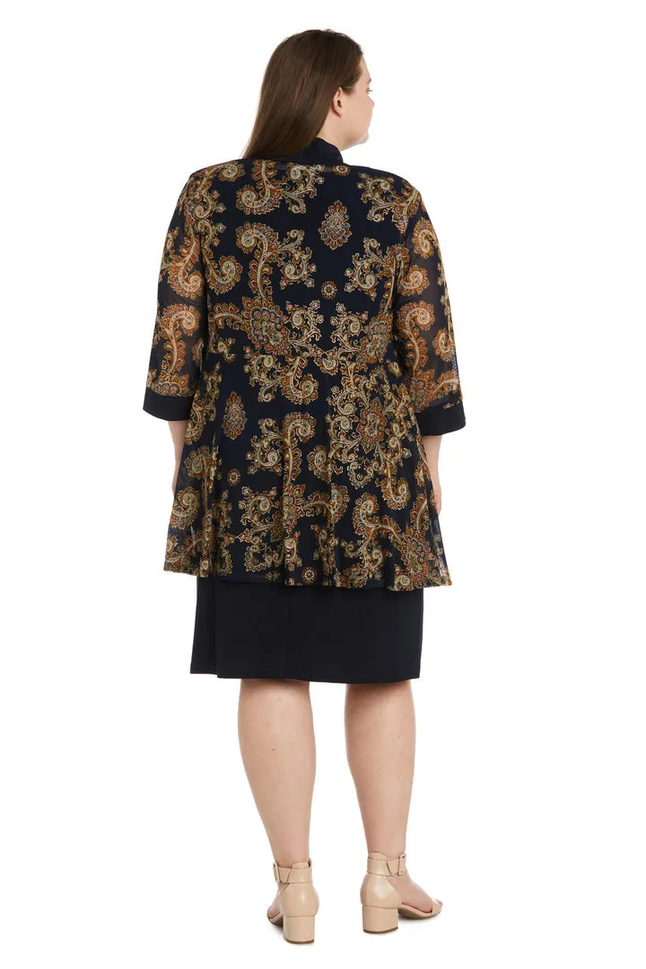 R&M Richards 9033W Short Plus Size Printed Jacket Mother of the Bride Dress