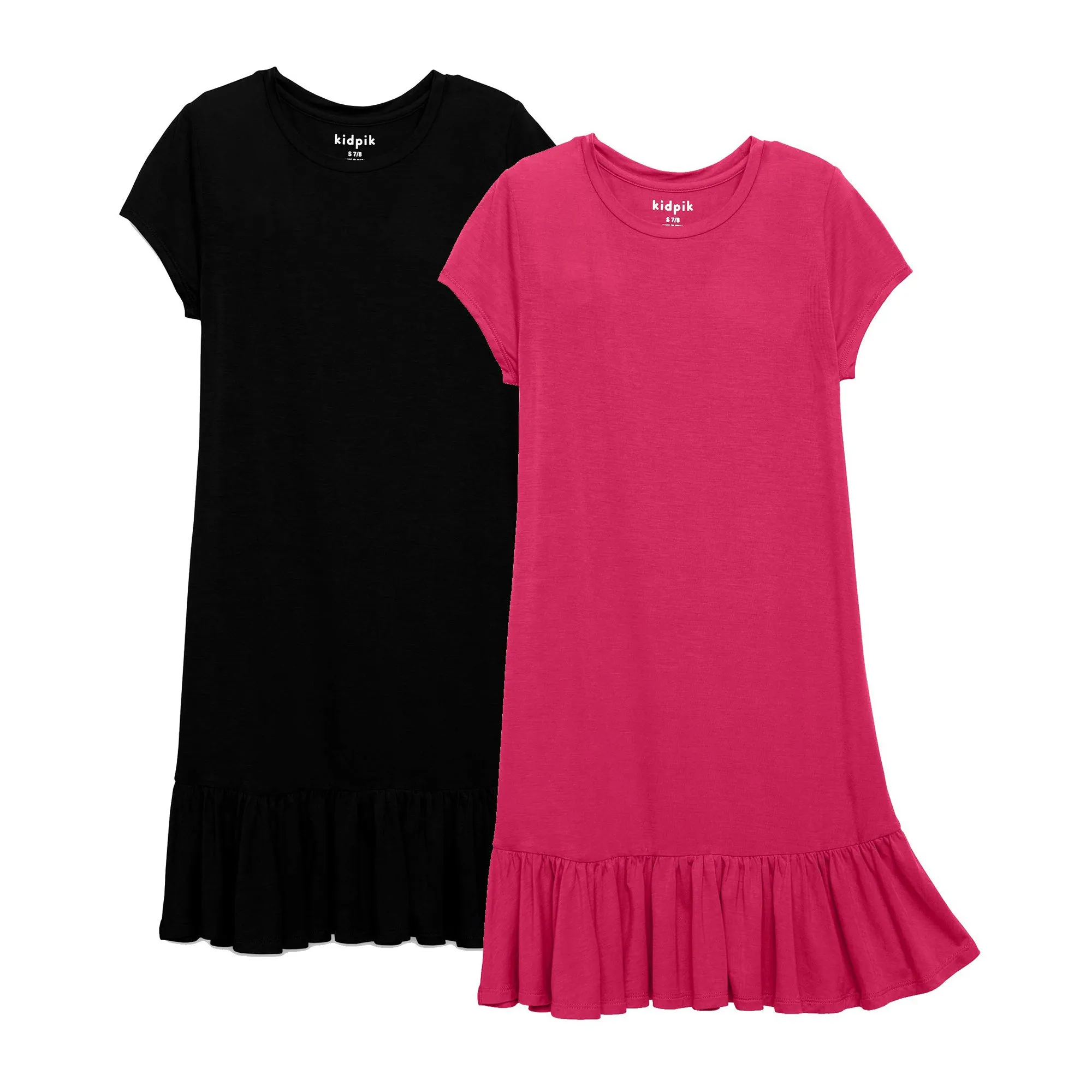 Ruffle Hem Tshirt Dress 2-Pack