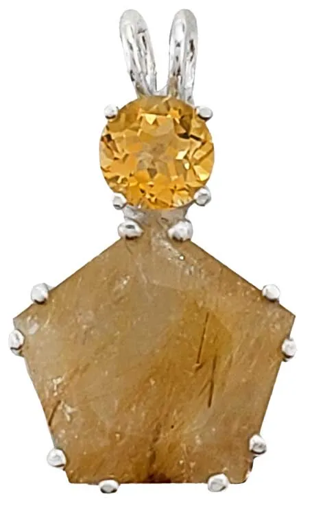 Rutilated Quartz Star of Venus? with Round Cut Orange Topaz