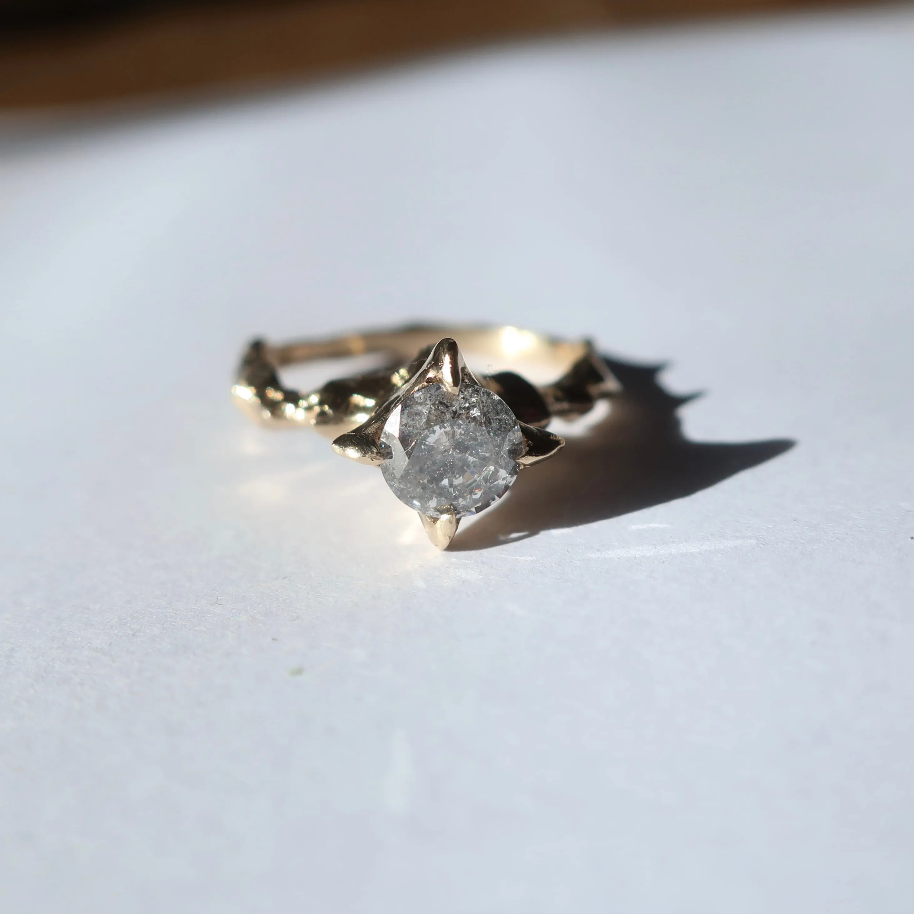 Salt and Pepper 14k gold Diamond Hecate Ring