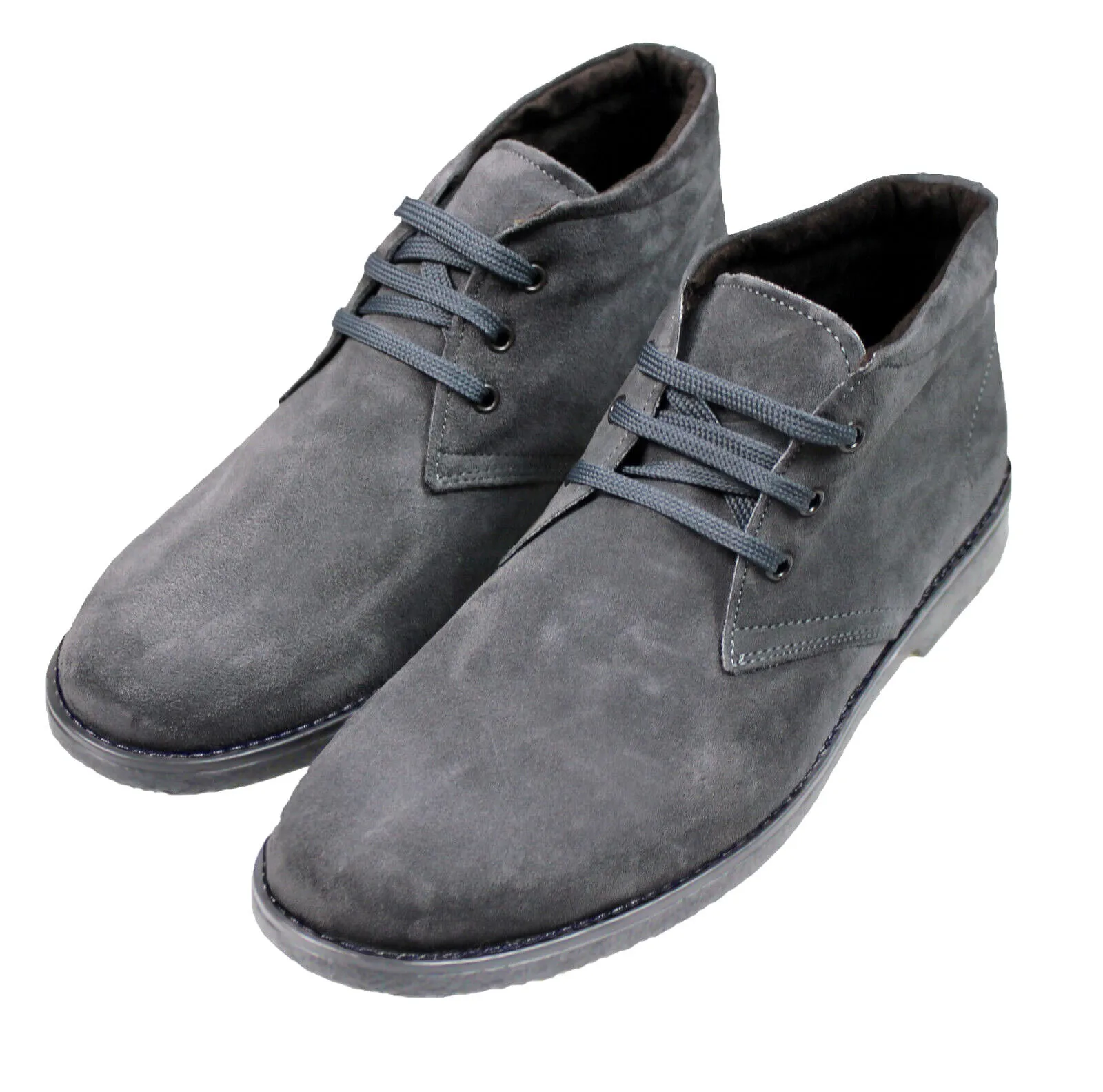 Scarpe polacchini uomo scamosciate grigio calzature invernali 100% italiane