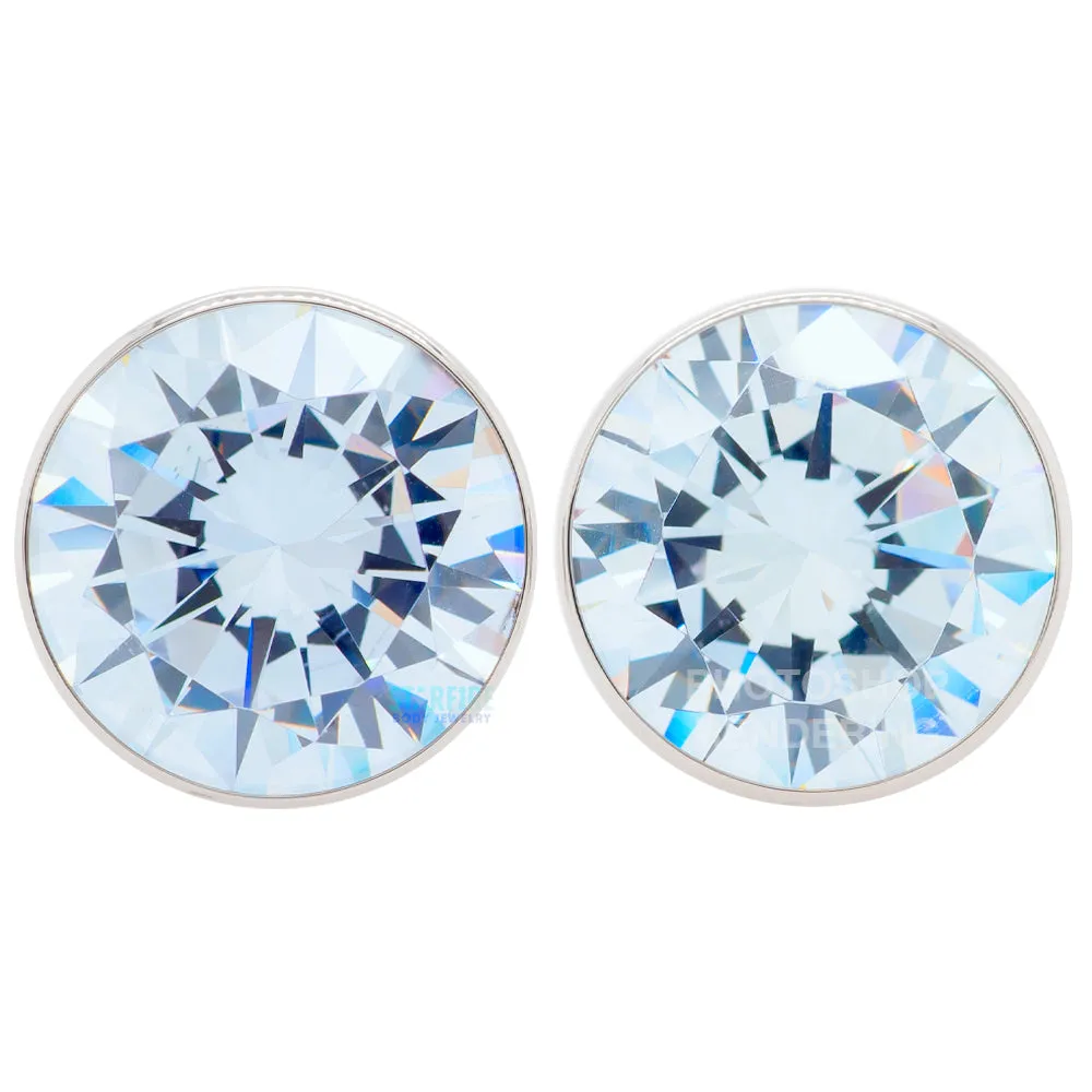 Single Gem BIG BLING Plugs ( Eyelets ) with Brilliant-Cut Gem - Periwinkle