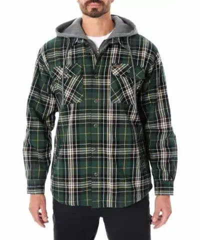 Smith's Workwear Big & Tall Big Men's Sherpa-Lined Hooded Flannel Shirt-Jacket with Inset