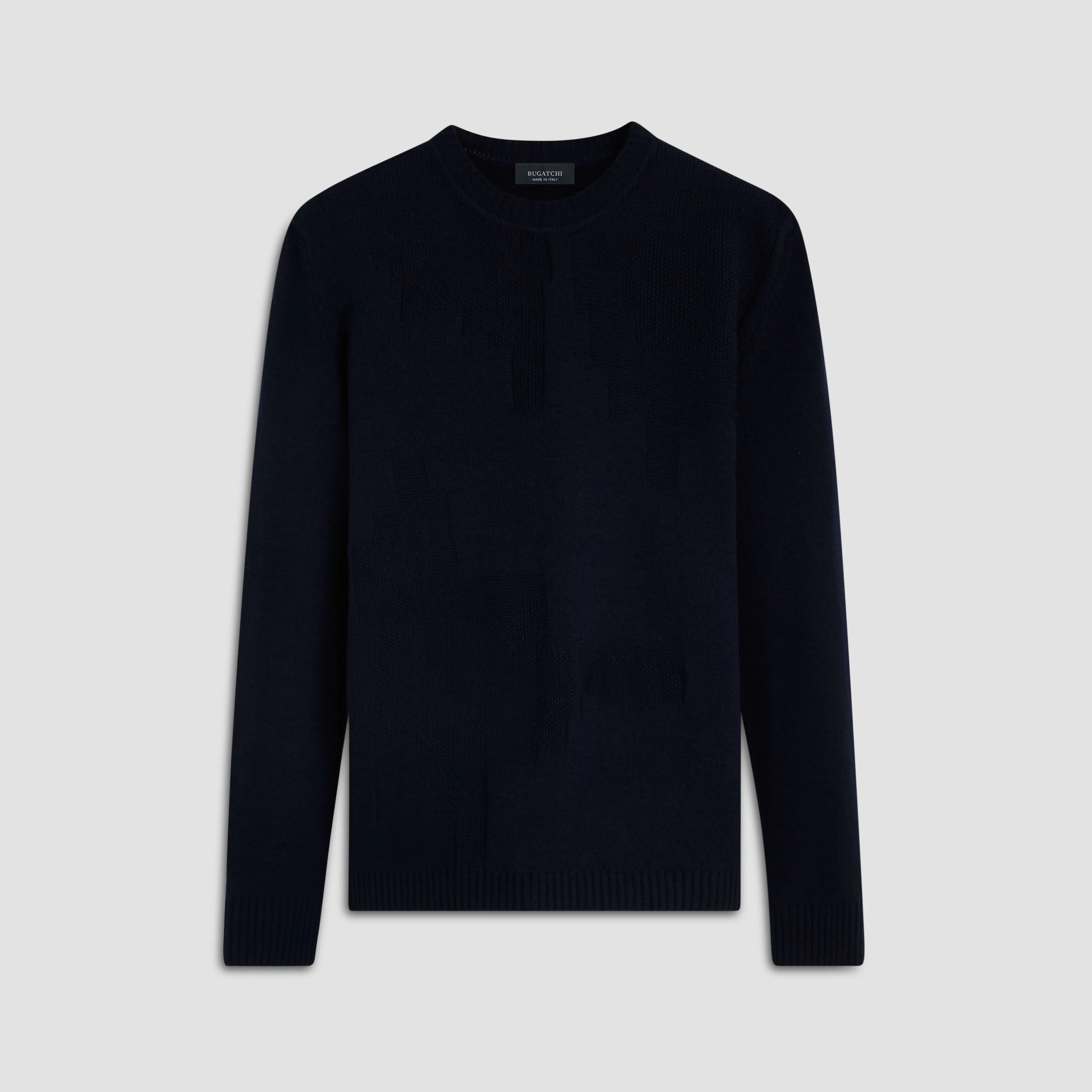 Solid Jacquard Crew Neck Sweater