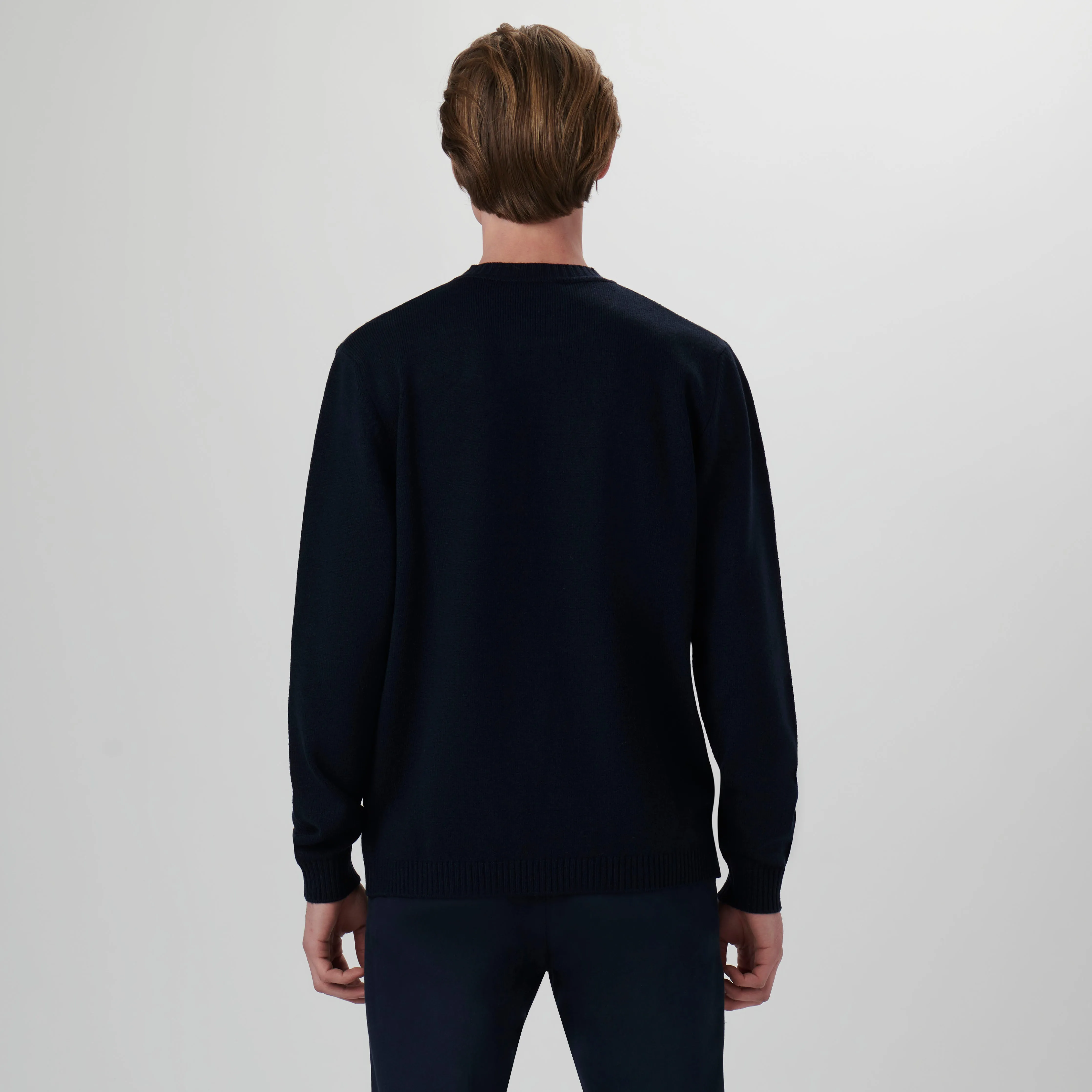 Solid Jacquard Crew Neck Sweater