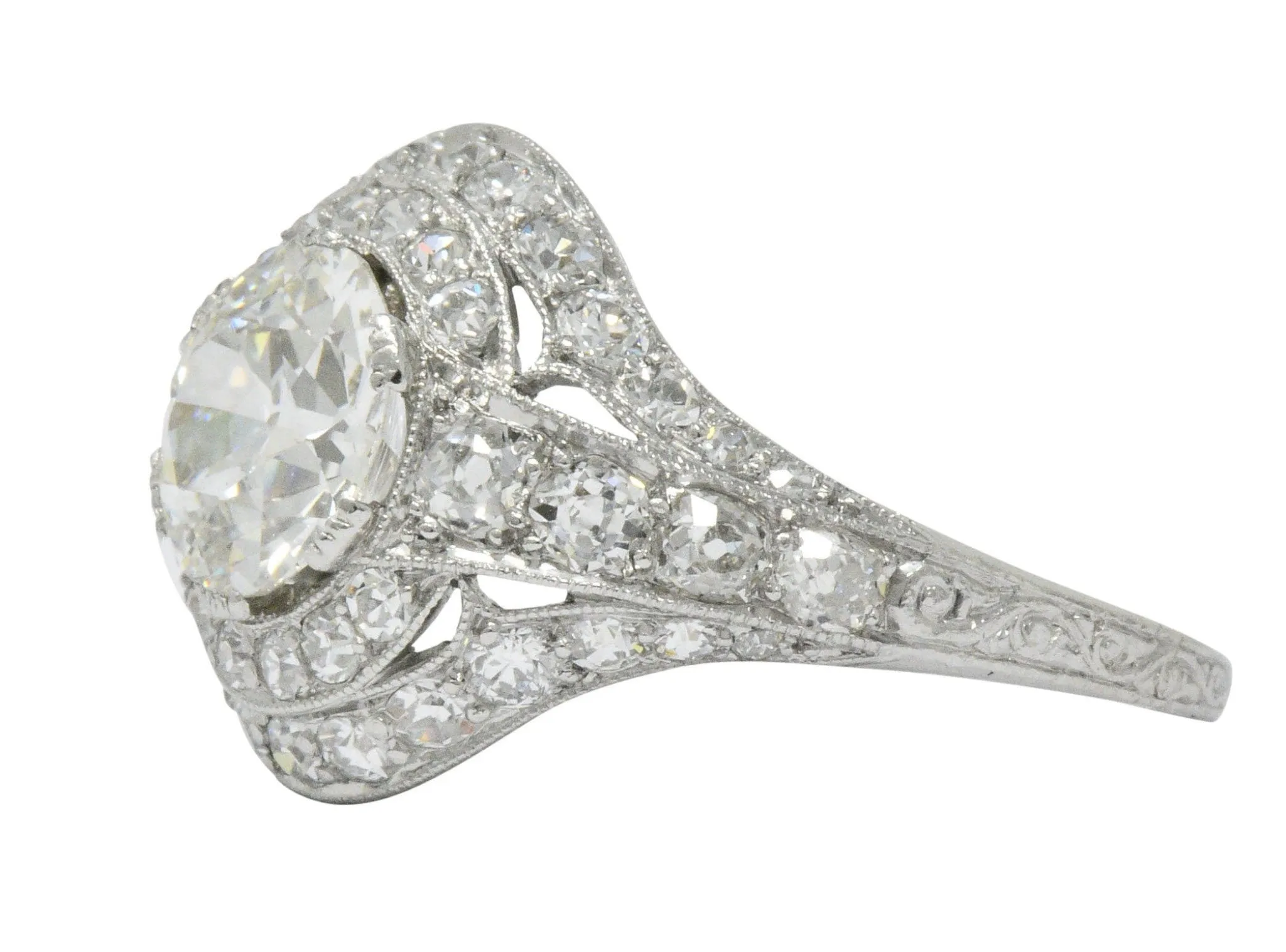 Stunning J.E. Caldwell Art Deco 2.81 CTW Diamond Engagement Ring GIA