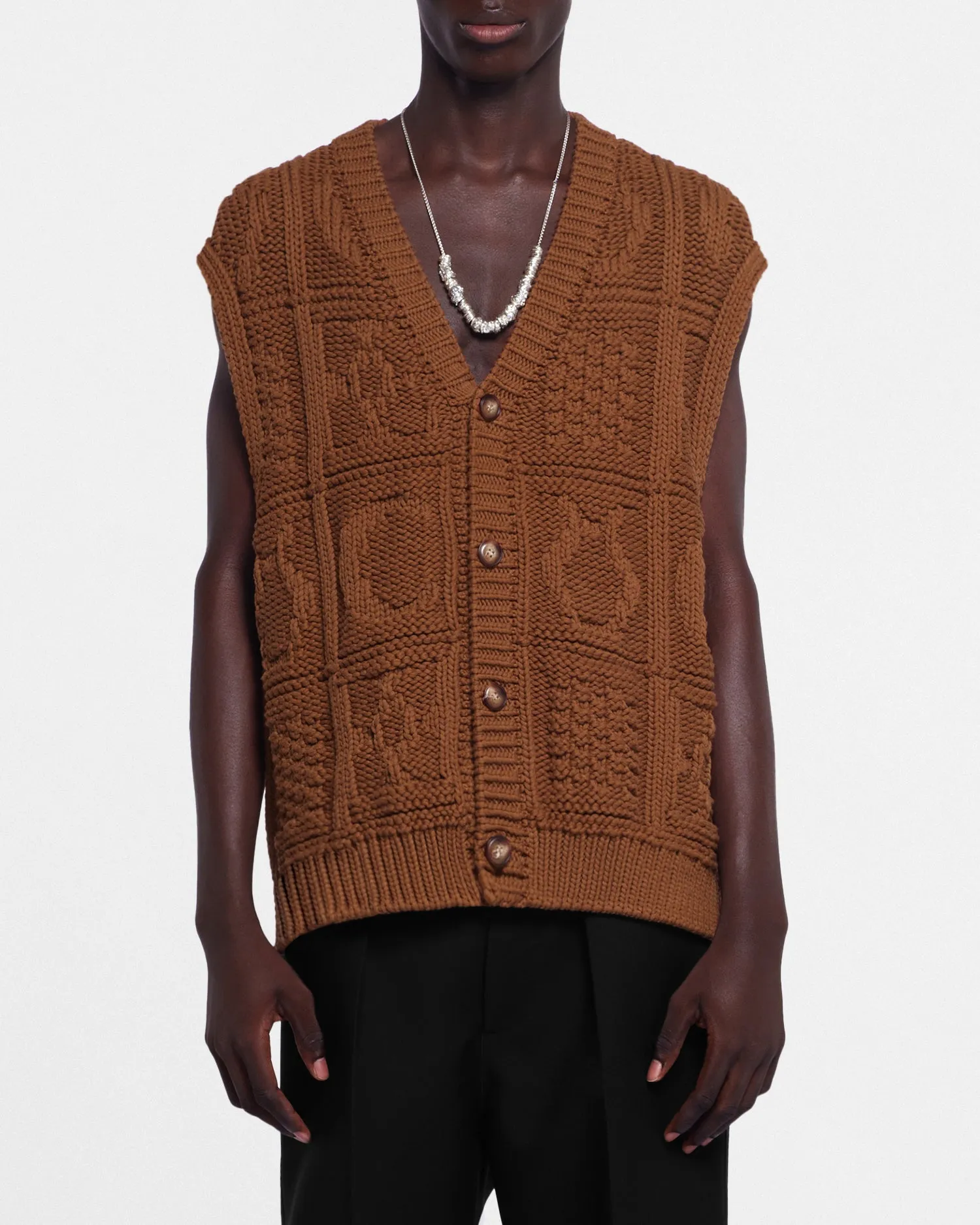 Terence - Sale Cable-Knit Cotton-Blend Vest - Brown