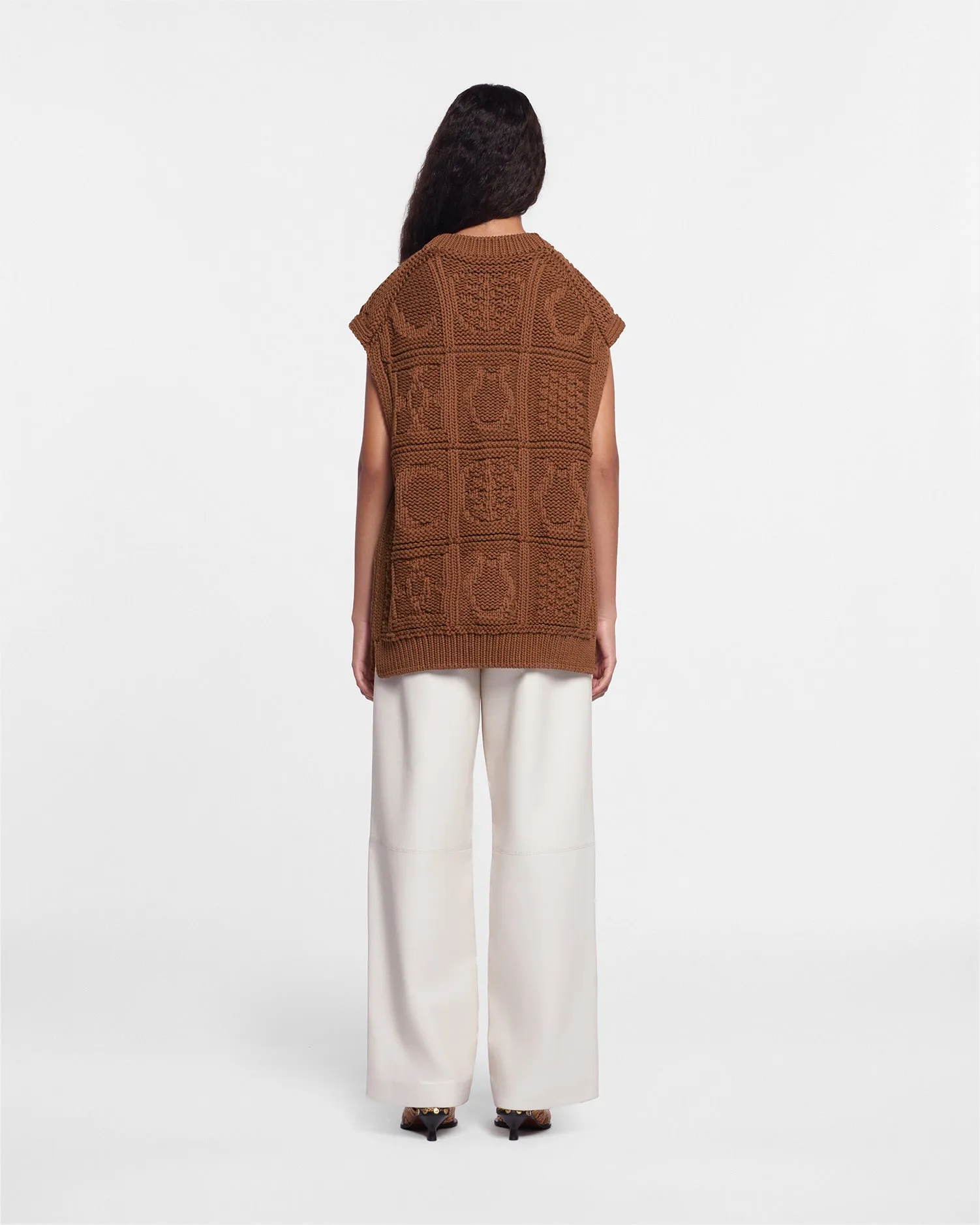 Terence - Sale Cable-Knit Cotton-Blend Vest - Brown