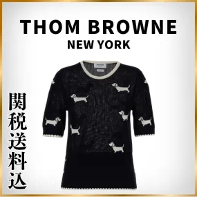 THOM BROWNE  |Cotton Short Sleeves Logo Cardigans