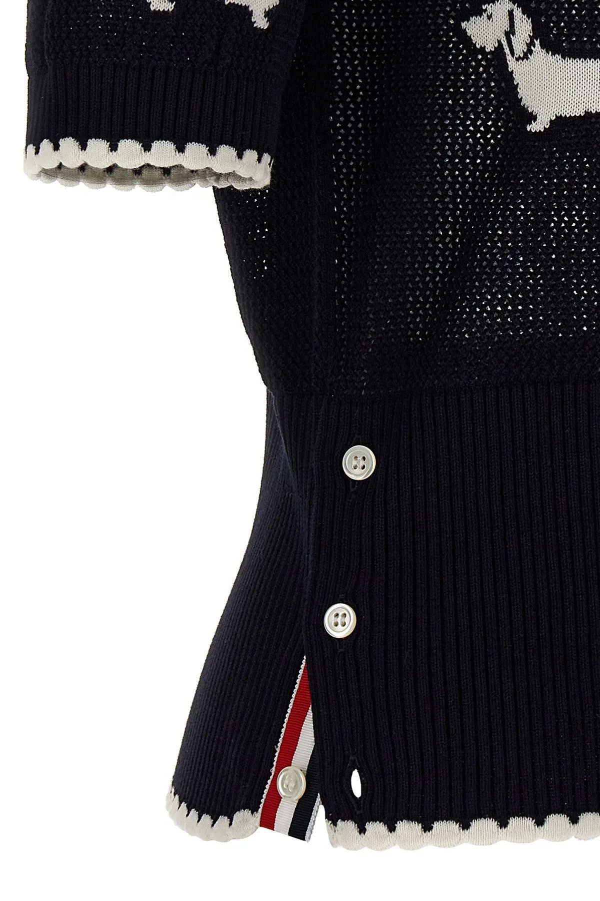 THOM BROWNE  |Cotton Short Sleeves Logo Cardigans