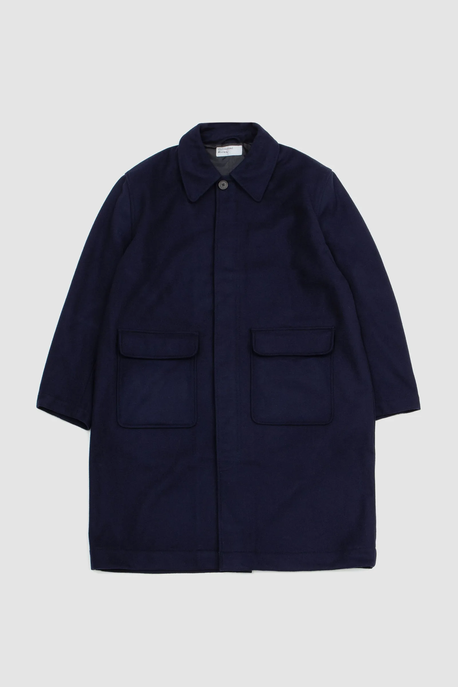 Universal Works Account Coat Melton Navy