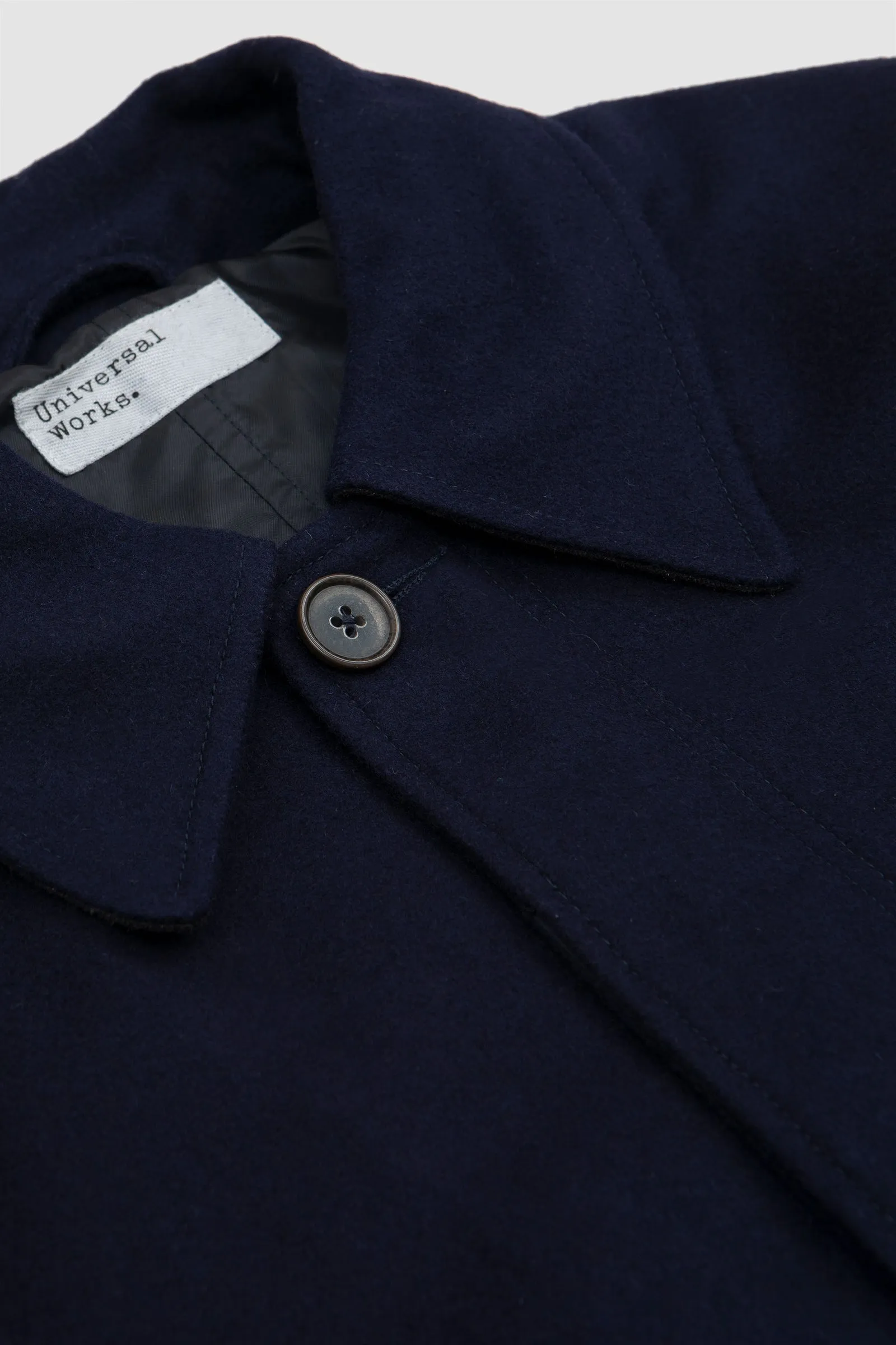 Universal Works Account Coat Melton Navy