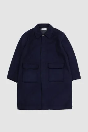 Universal Works Account Coat Melton Navy