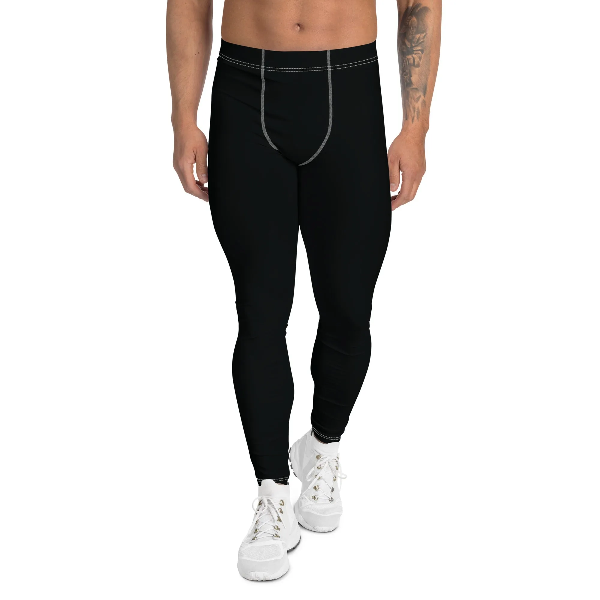 Urban Essentials: Solid Color Yoga Pants Leggings for Him - Noir