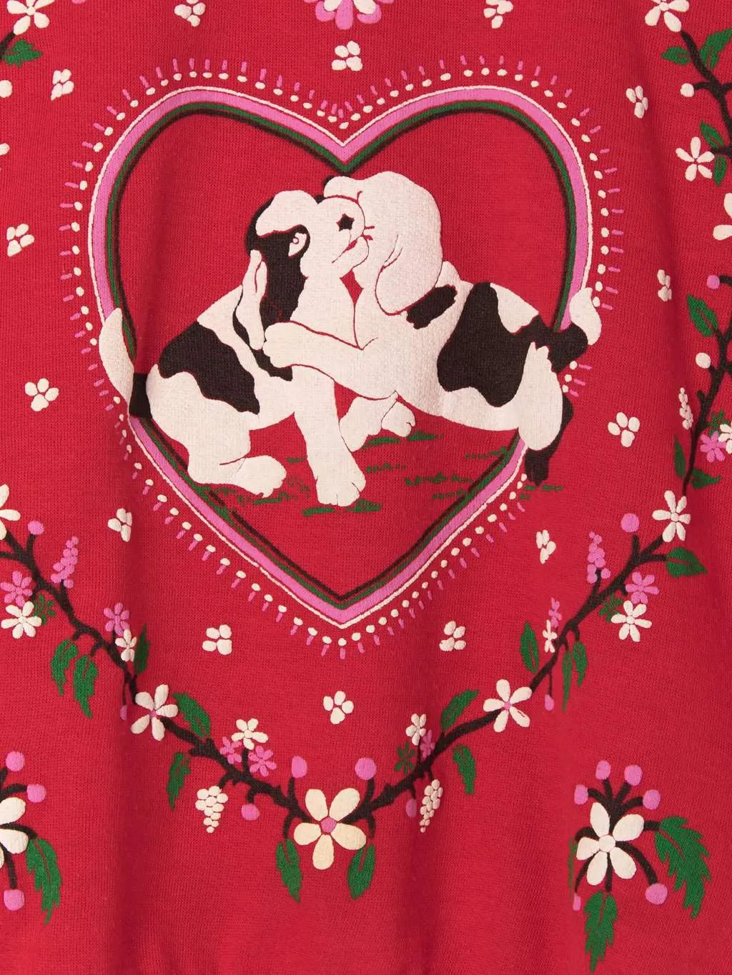 Vintage Christmas Valentines puppy love sweater with love hearts. Made in England 1980s – Medium