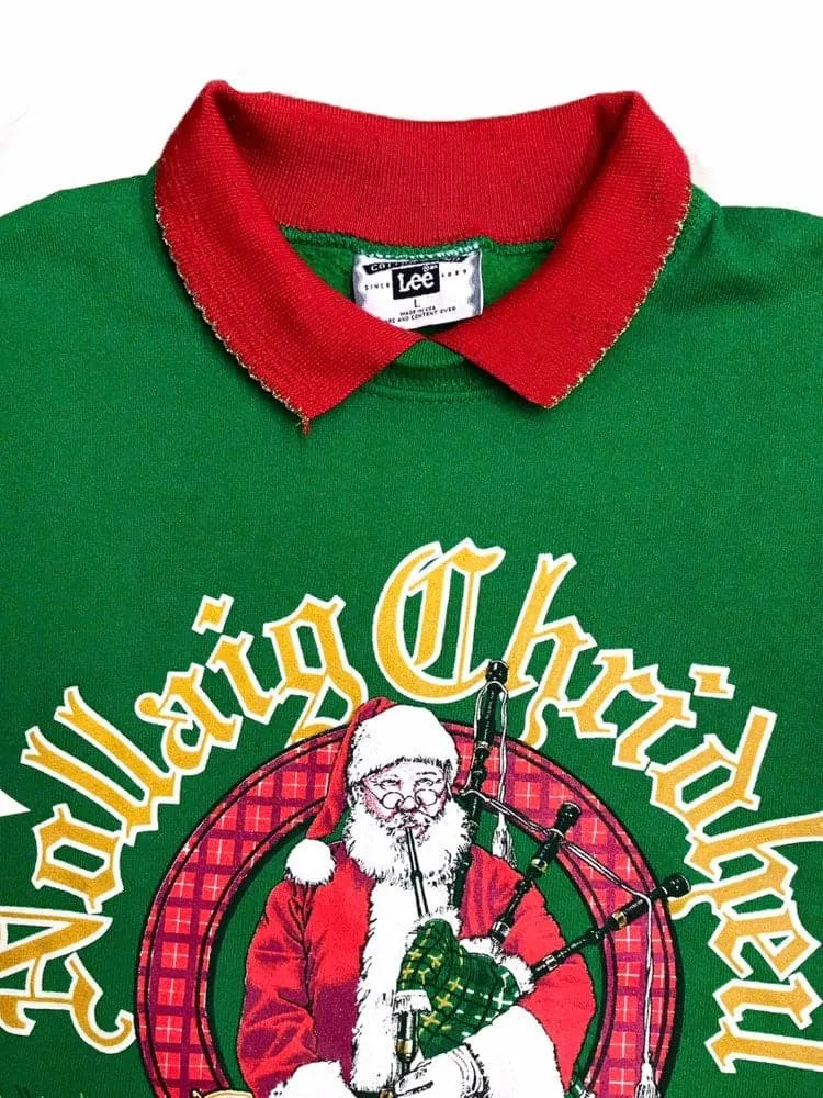 Vintage Lee Christmas Sweatshirt Santa Sweater Green – XL