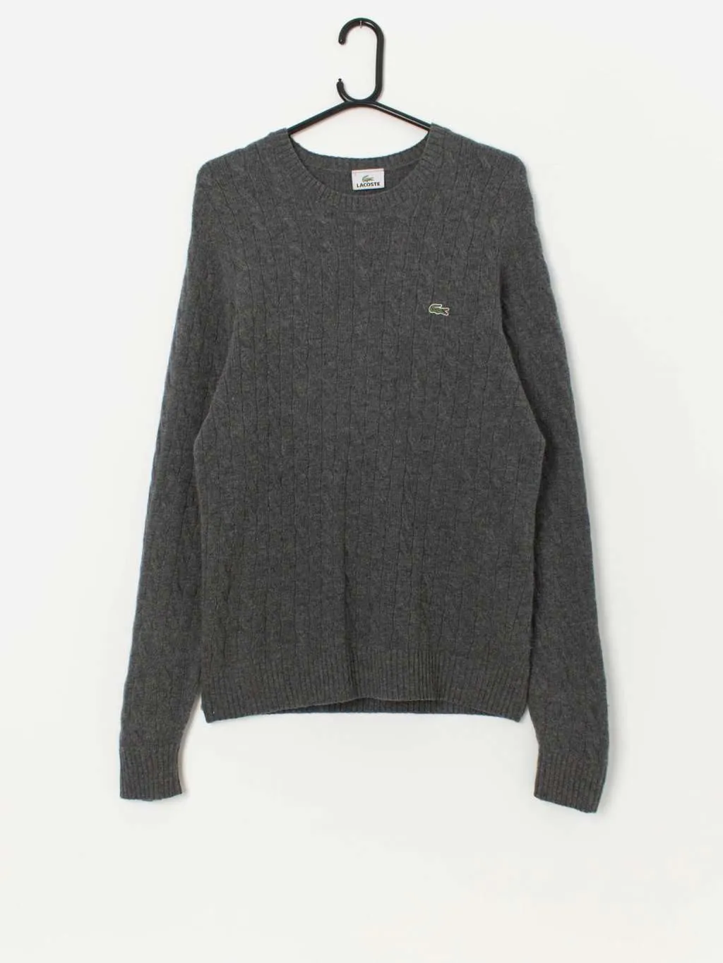 Vintage men’s Lacoste lambswool sweater in grey – Medium