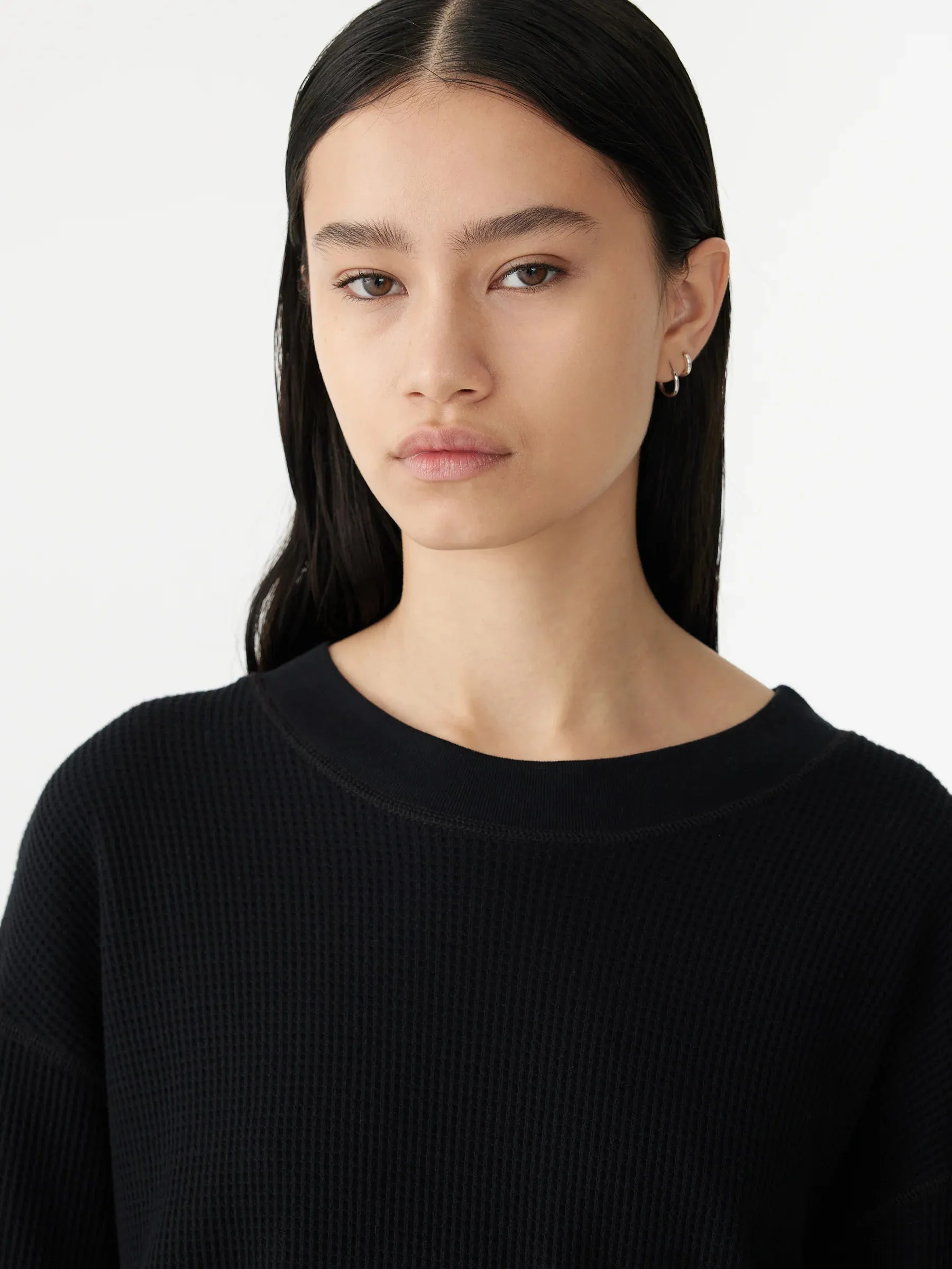 Waffle Wide Heritage Short Sleeve Tshirt in Black