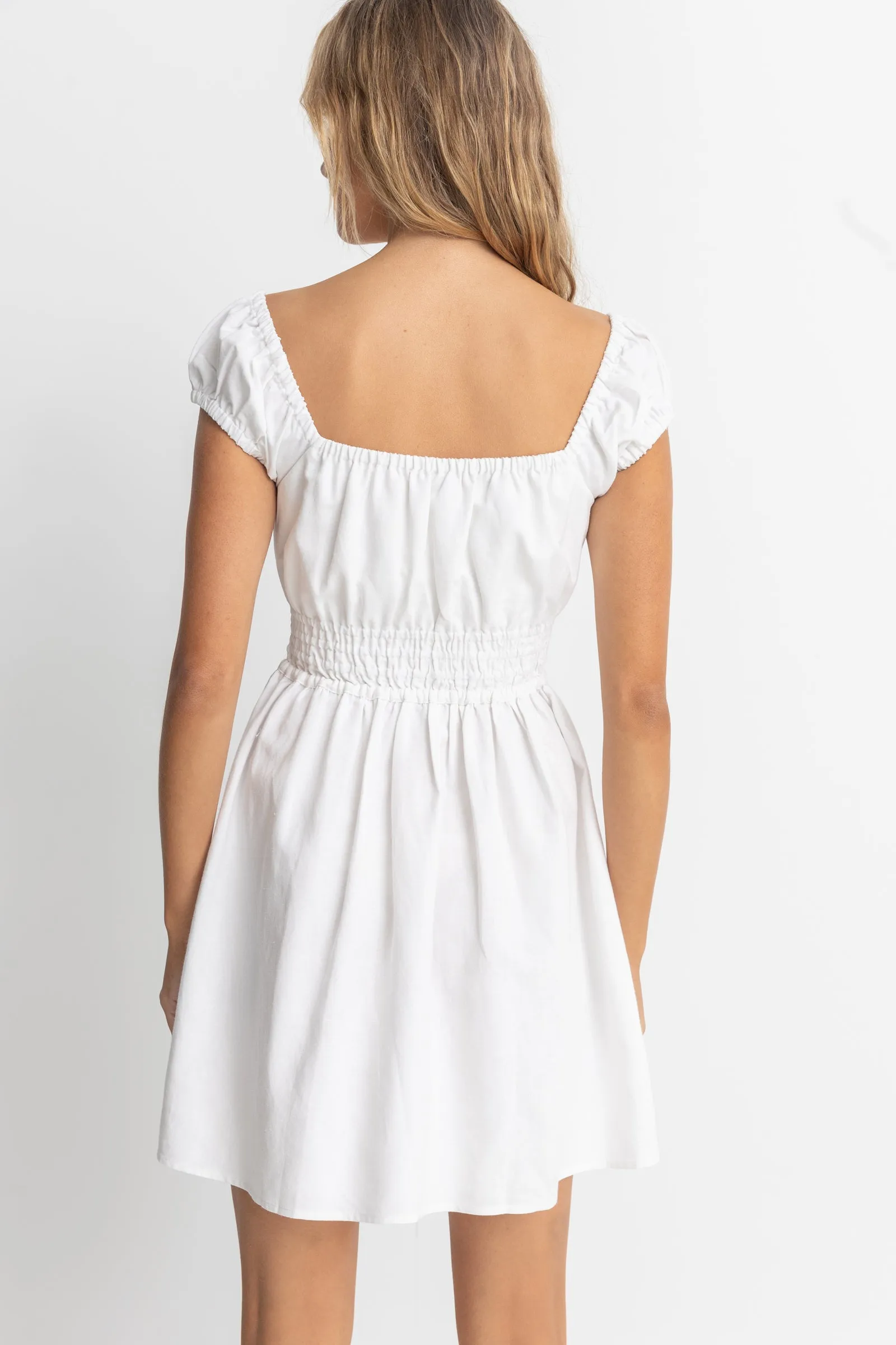 Washed Out Cap Sleeve Mini Dress White