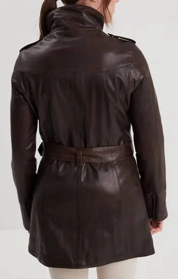 Women's brown rose garden twilight leather coat