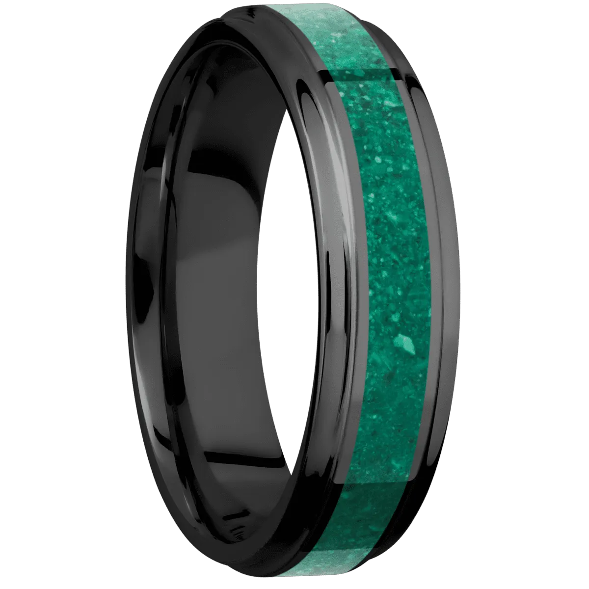 Zirconium with Polish , Polish Finish and Malachite Inlay